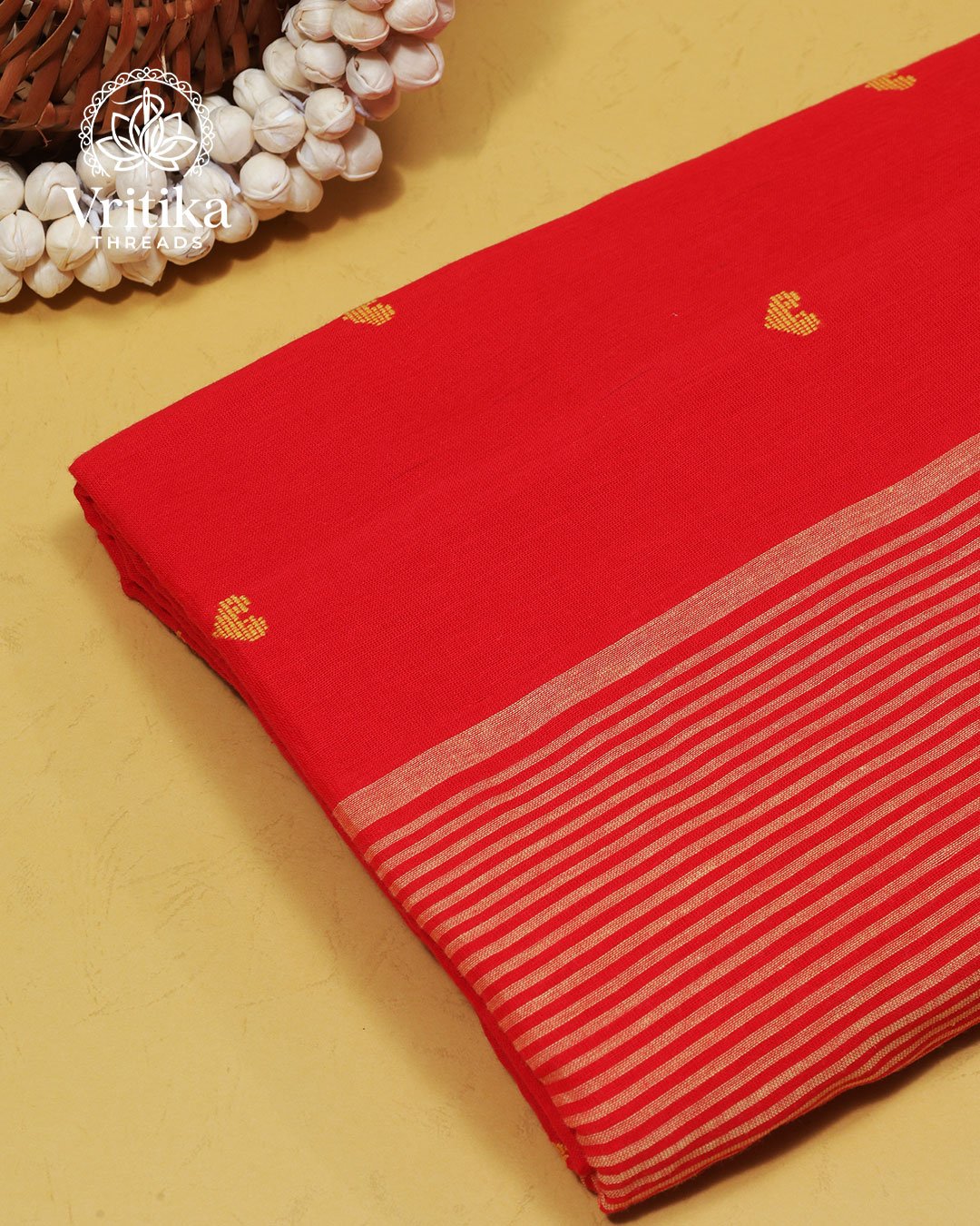 Red Heart Butta Border Saree