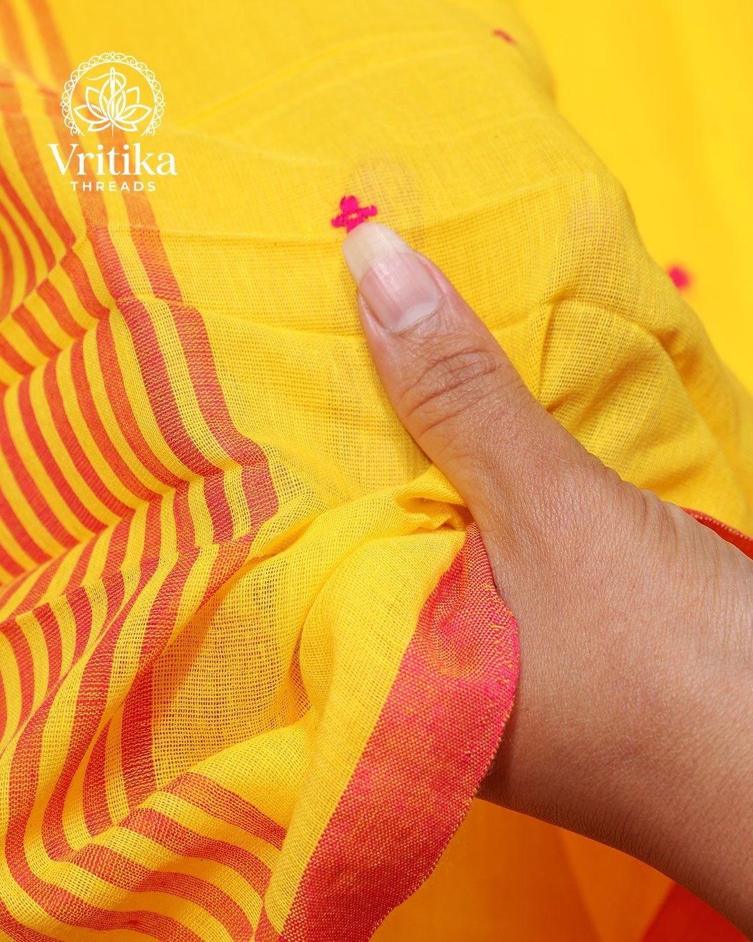Sunshine Yellow Butta Border Saree - Image 3