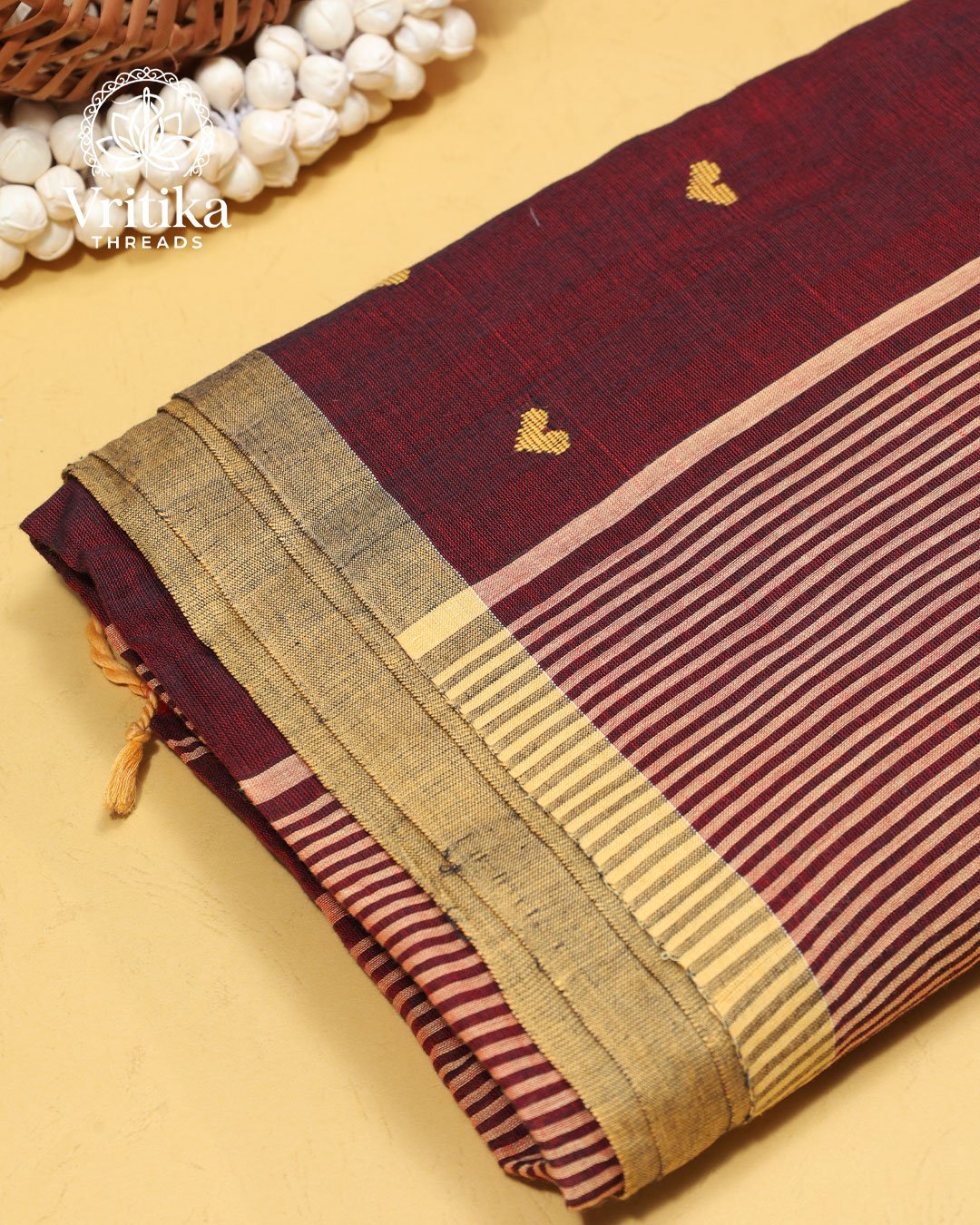 Maroon Heart Butta Border Saree