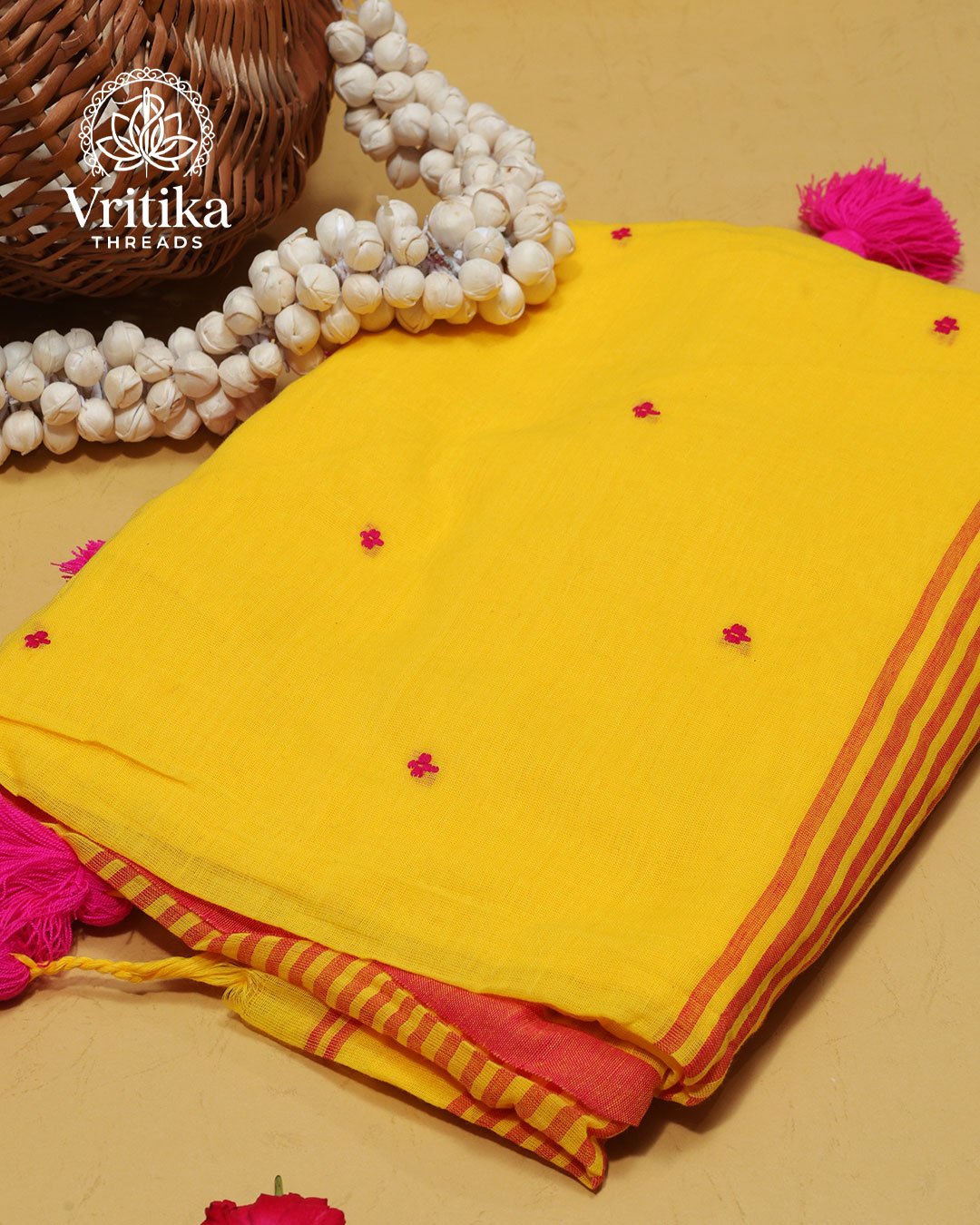 Sunshine Yellow Butta Border Saree