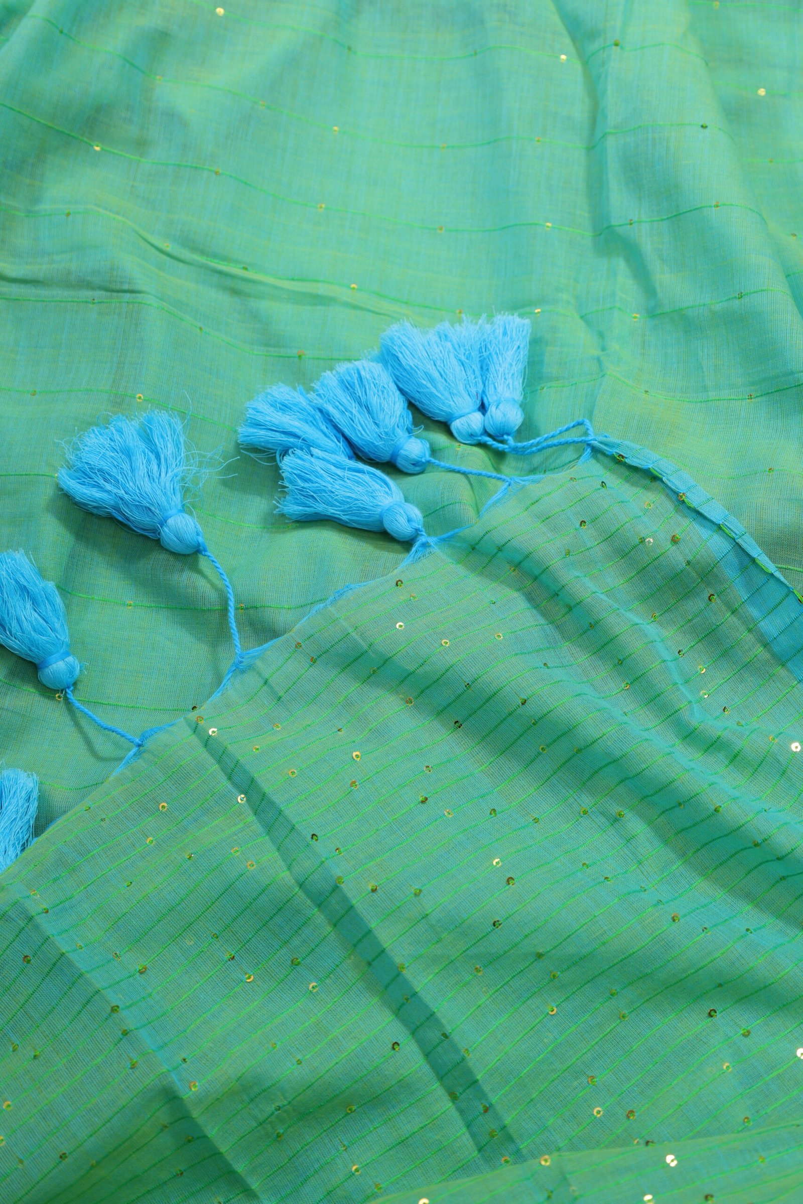 Mint Aqua Dual Tone Saree - Image 5